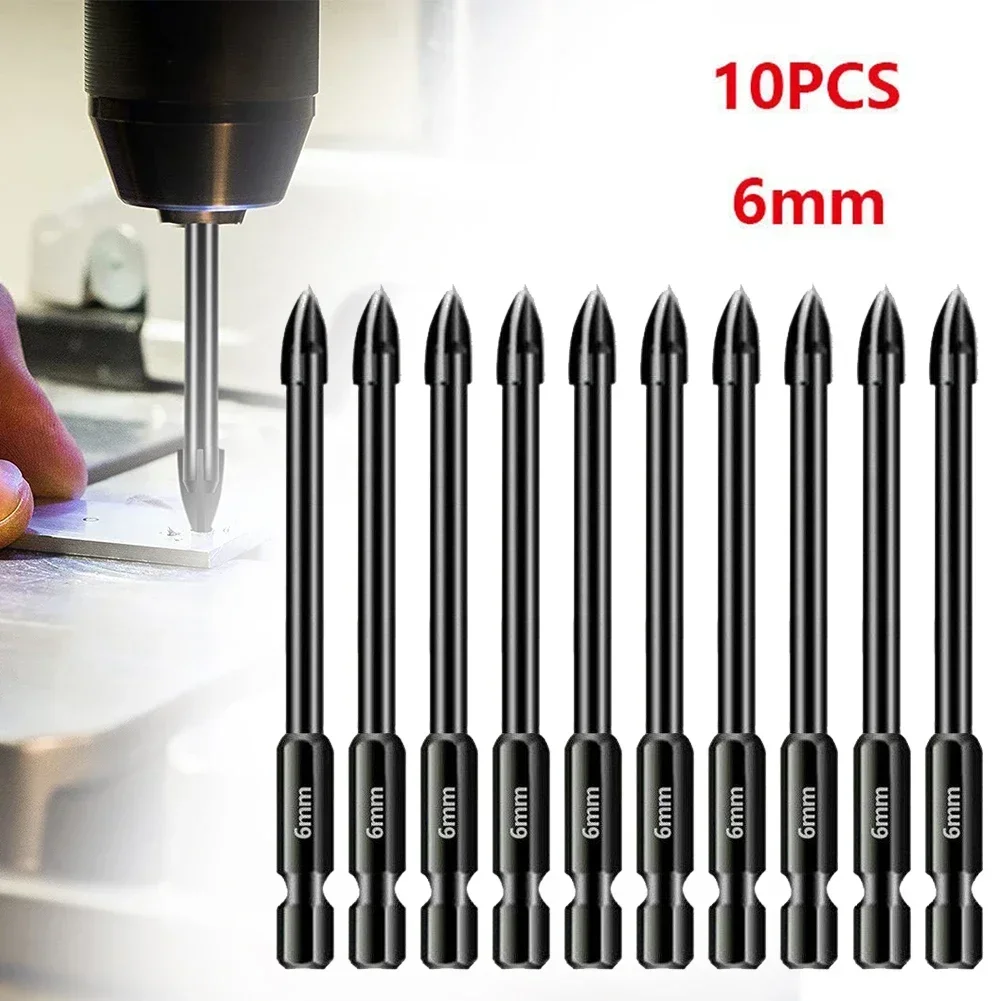 

10Pcs 6mm Hex Shank Professional Tile Porcelain Drills Tungsten Carbide Drill Bits For Ceramic Tiles/Marble/Thin Iron Plate