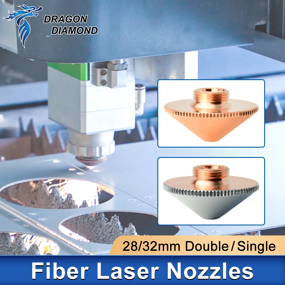 D28 D32 Dysza laserowa Pojedyncza podwójna chromowana warstwa Kaliber 1,0-5,0 mm do Raytools Precitec WSX CNC Głowica do cięcia włókien