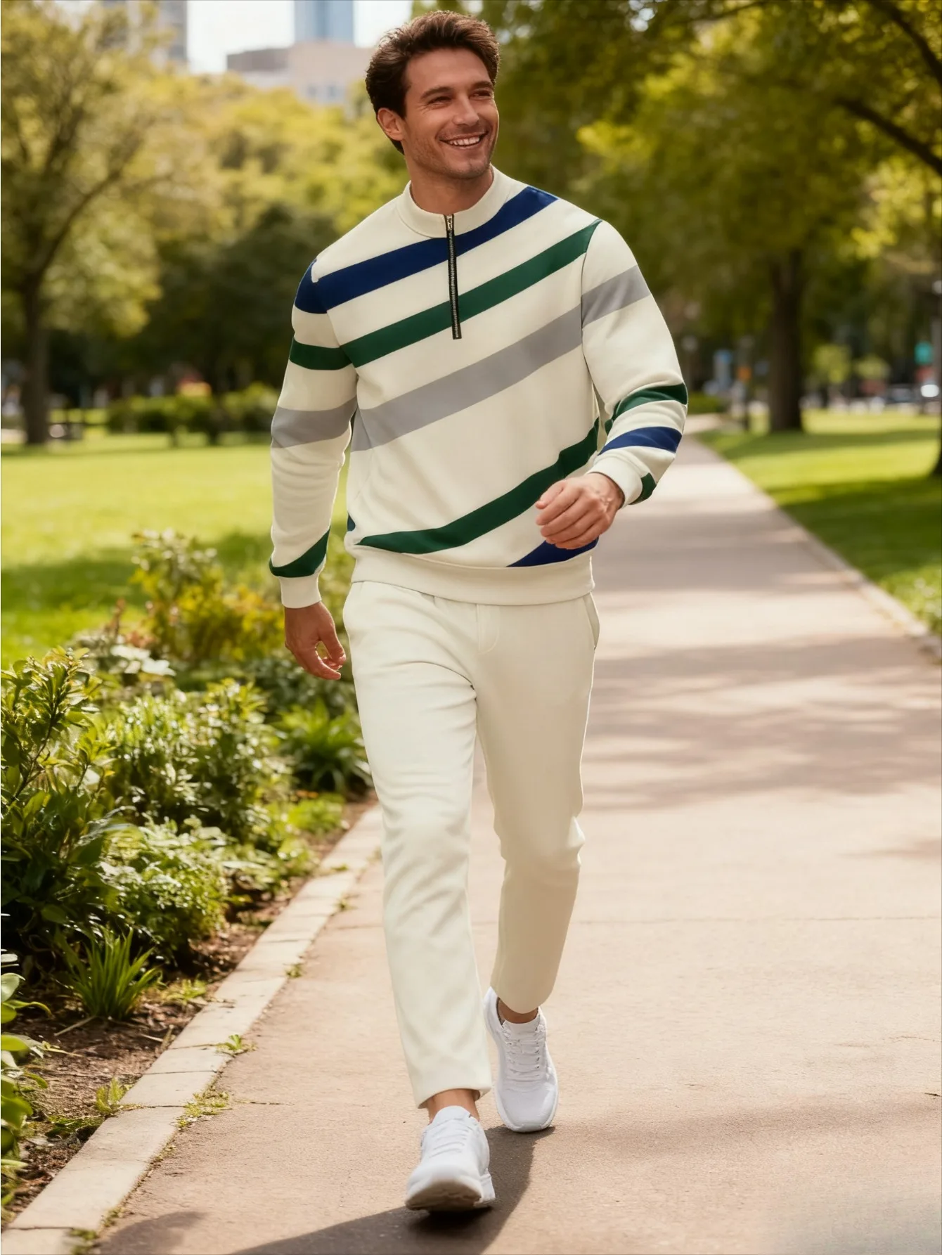 Conjunto de 2 piezas, conjunto deportivo de manga larga y pantalones largos a la moda para hombres europeos y americanos