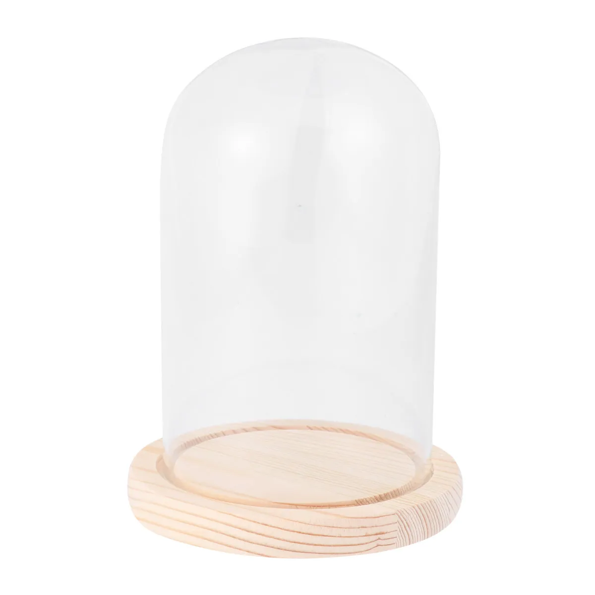 9x15cm Premium Glass Flower Dome with Solid Wood Base Transparent Dustproof Display Cover for Birthday Valentine