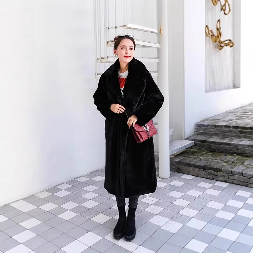 2026 Fur Coat, Lady Cloth Long, Plus. Size. Women's Clothing, Imitation Rabbit. Fur Coat, Warm Winter Fur Coat Elegant Bandage F - view 4