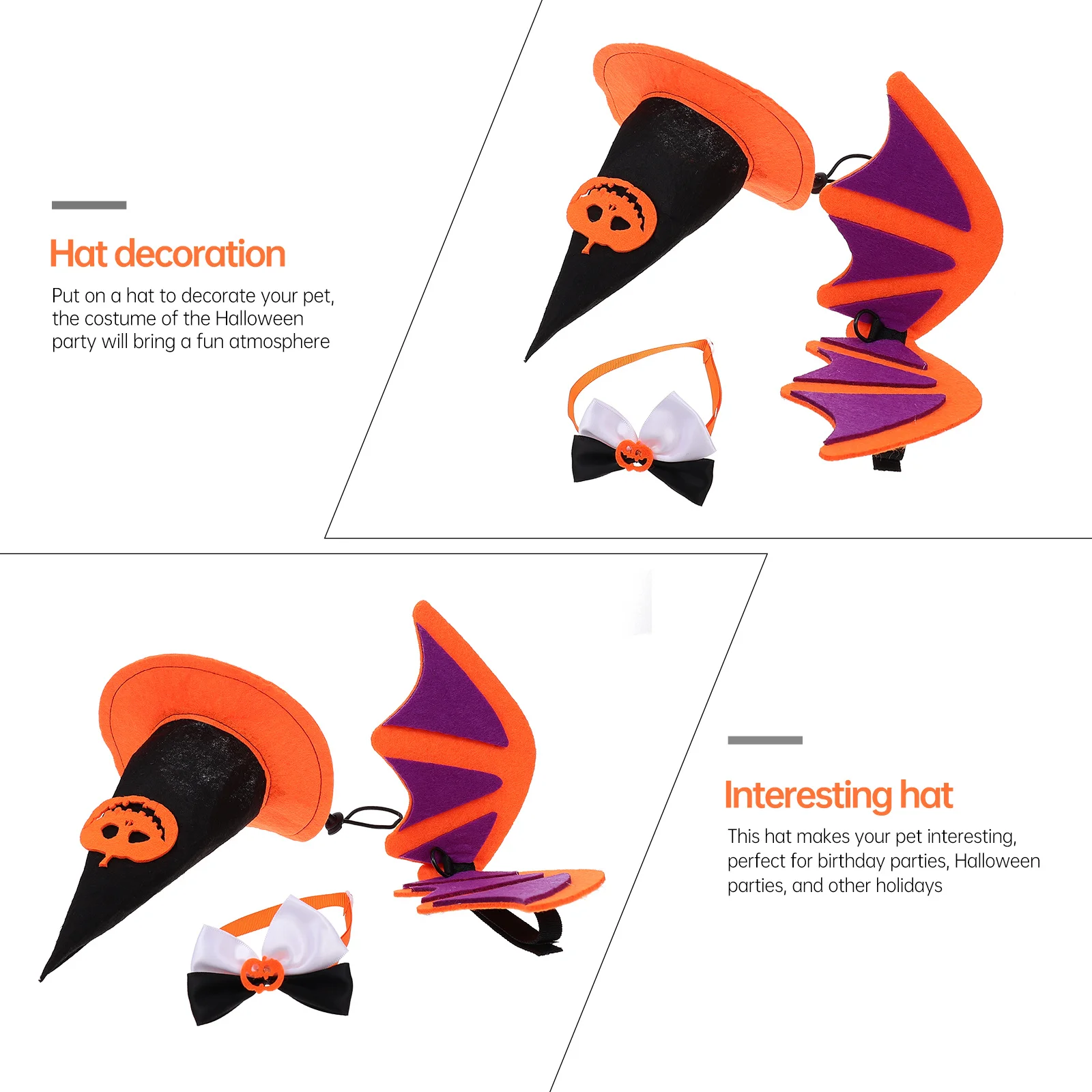 

1 set Halloween Dog Hat Bow Tie Cat Wing Decoration Set Pet Festival Costume For Dogs Cats, Party Supplies, Photography Props,