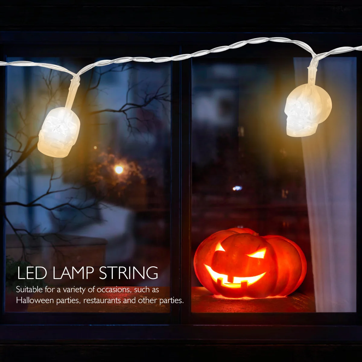 

1pc Skull Led Lamp Party Decoration Powered Light Led Lamp String String Skull Light Warm Glow