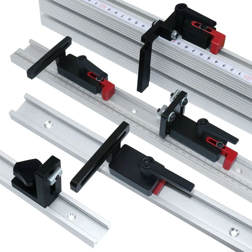 Aluminum Miter Track Stop,Workbench T-Slot T Track Flip Stop,Woodworking Chute Limiter,track Fence Sliding Connector and Stopper