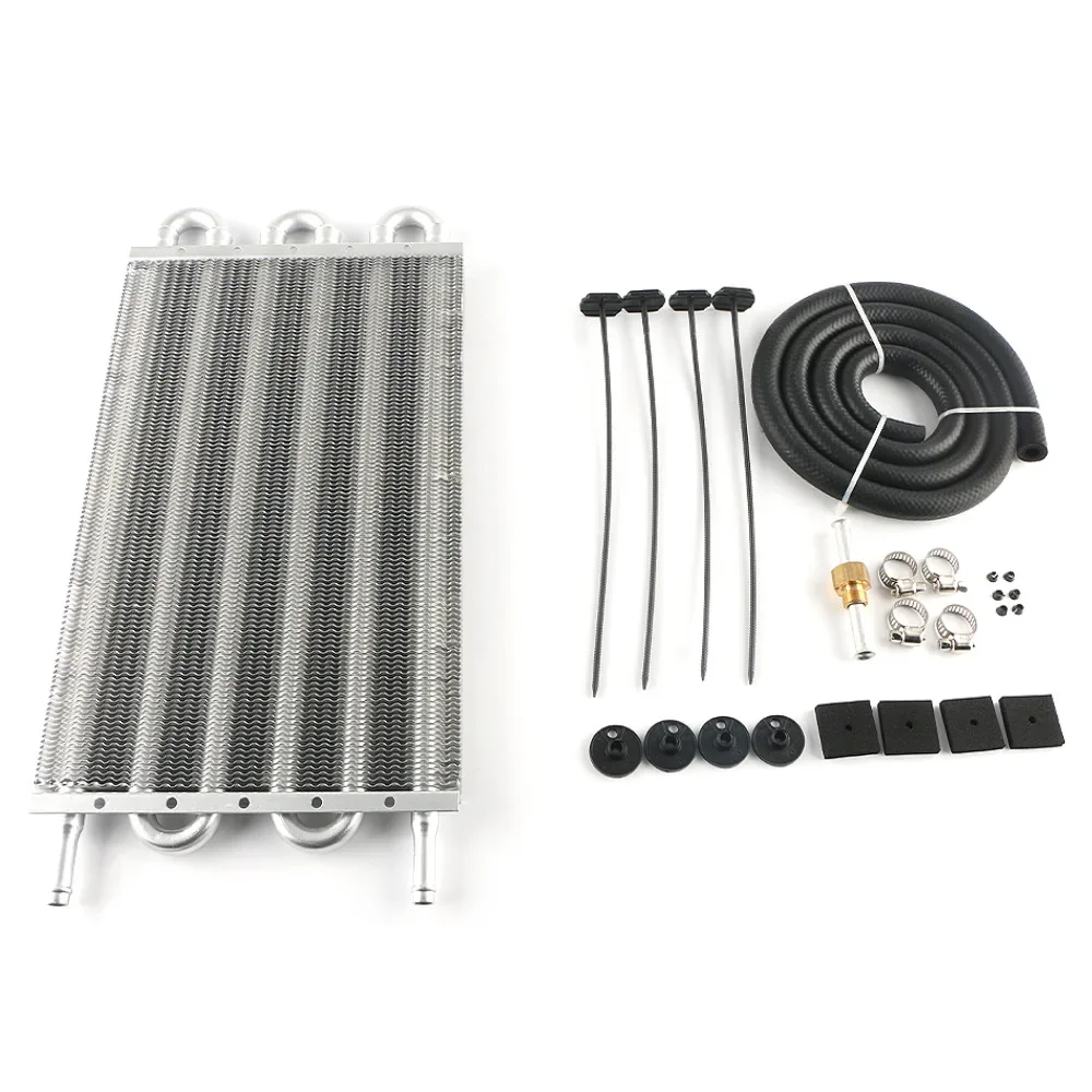 4/6/8 Row Aluminum Remote Transmission Oil Cooler Auto-Manual Radiator Converter Kit