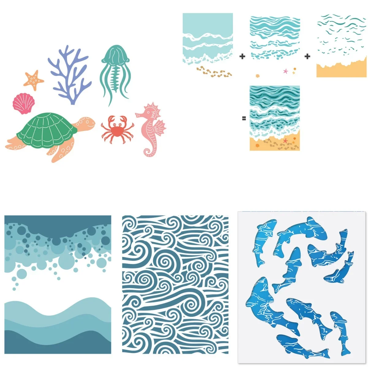 

2025 Summer Ocean Waves Animal Die Cutting Stencil for Scrapbooking DIY Photo Album Decorative Supplies Make Paper Gift Cards