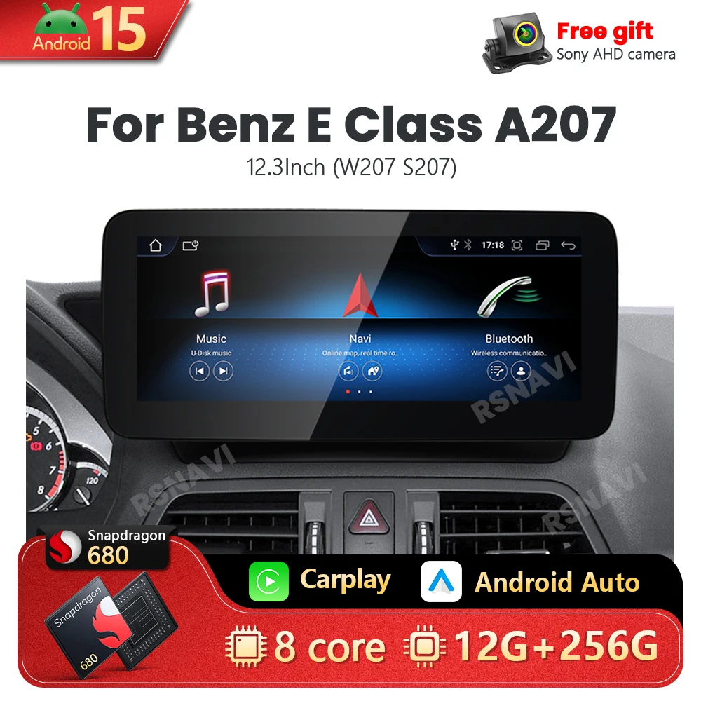 

Android 15, беспроводной CarPlay Auto для Benz E Class A207 S207 W207, автомобильный радиоприемник Qualcomm Snapdragon 680, мультимедийные видеоплееры
