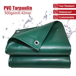 Green 500gsm PVC Waterproof Heavy Tarpaulin Tarp Cover Canopy Awning Rainproof Planting Courtyard Gazebo Balcony Pavilion