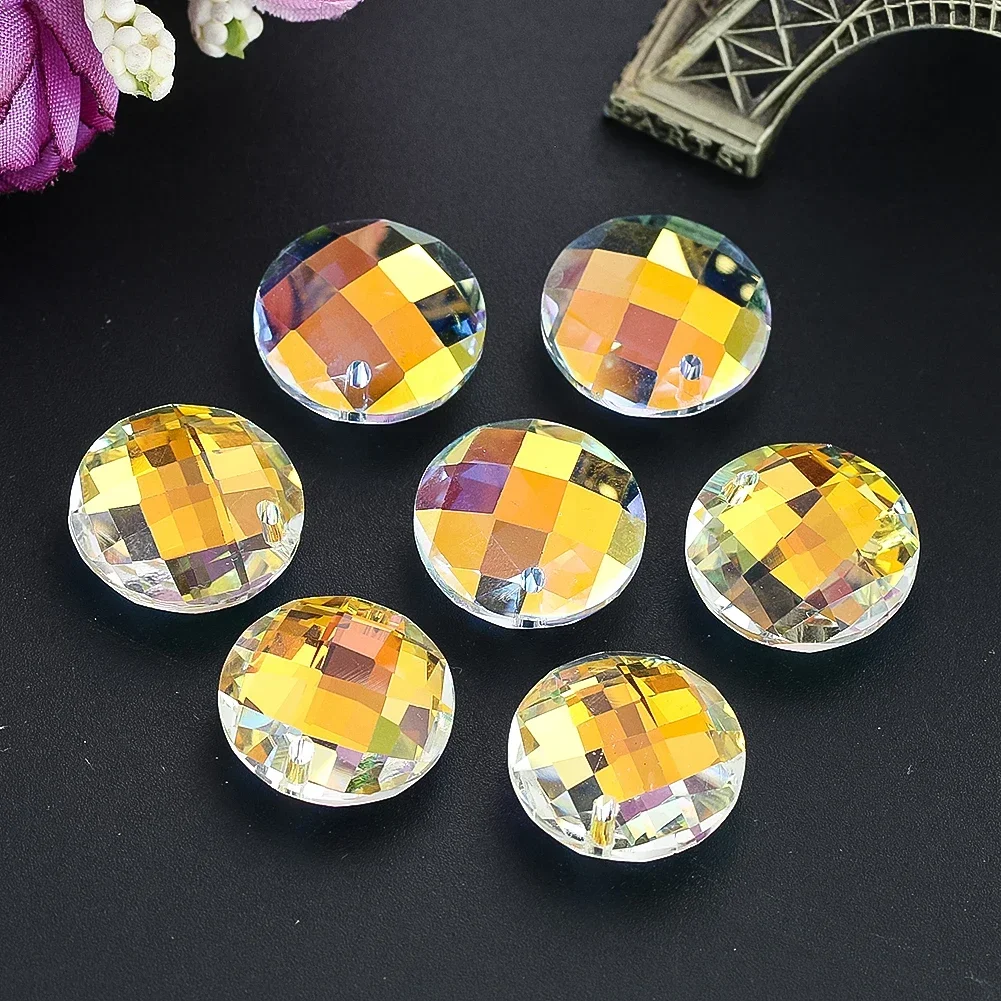 

10PCS 18mm AB Color Prism Glass Beads Flatback Round Suncatcher Crystal Faceted Jewelry Parts for DIY Chandelier Decor