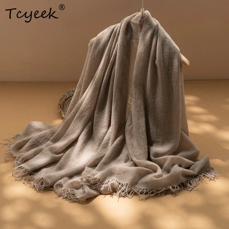 

Tcyeek, 100%Pure Cashmere Elegant Scarf, Women Men Gift Tassels, Soft Fashion Casual Warm Shawls, 2024 Autumn Winter A47903QM
