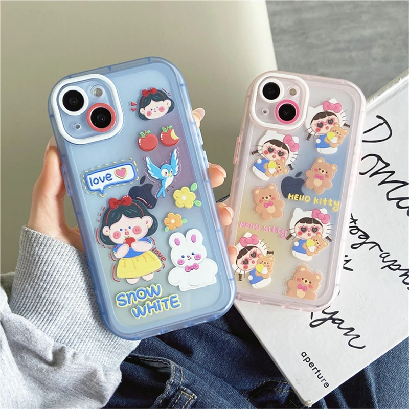 Fashion Cartoon Disney Princess Silicone Case For iPhone 12 11 Pro Max Mini X XR XS Max 13 14Promax  Shockproof Soft Cover