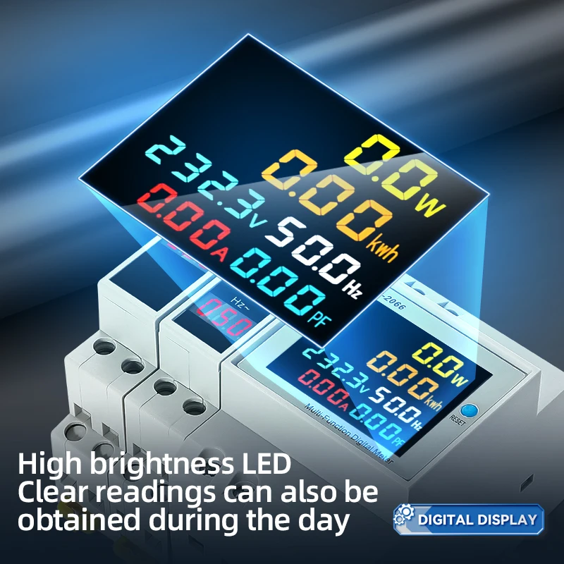 ABILKEEN Single Phase Multifunctional Digital Display Meter Din Rail Mount Type voltage/Current/Hz/Electric Energy Display Meter