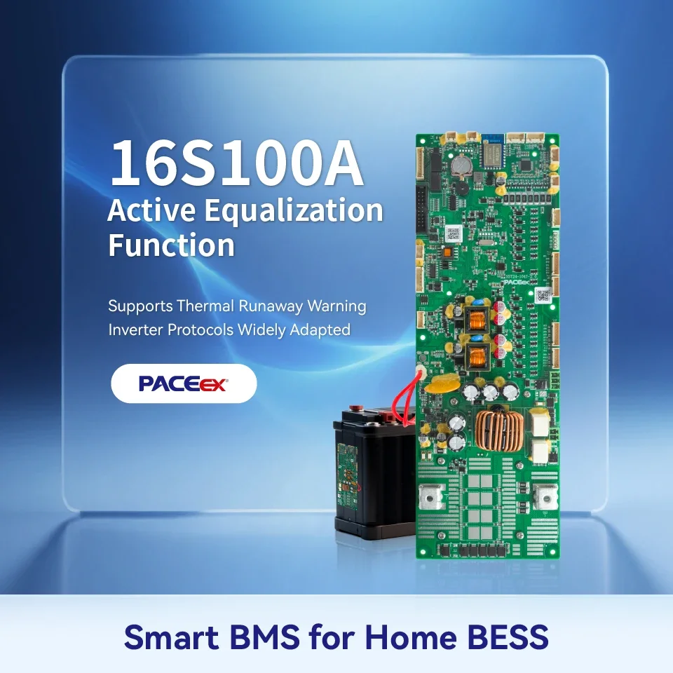 PACEex 16S 100A Active Equilibrium BMS for Lithium Battery LifePO4 with Short Circuit Protection Function
