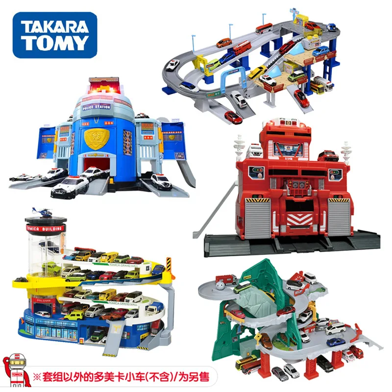 

Tomica Cars Toys For Boys Holiday Gifts TOMY Domeka Transformation Fire Command Center Police Station Alloy Car Track Parking Lo