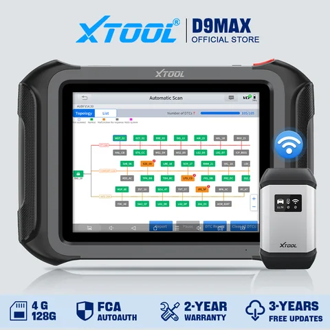 XTOOL D9 MAX Bluetooth Diagnostic Tools J2534 ECU Programming/Coding Automotive Scanner 45+ Services FCA CAN FD DOIP Topology