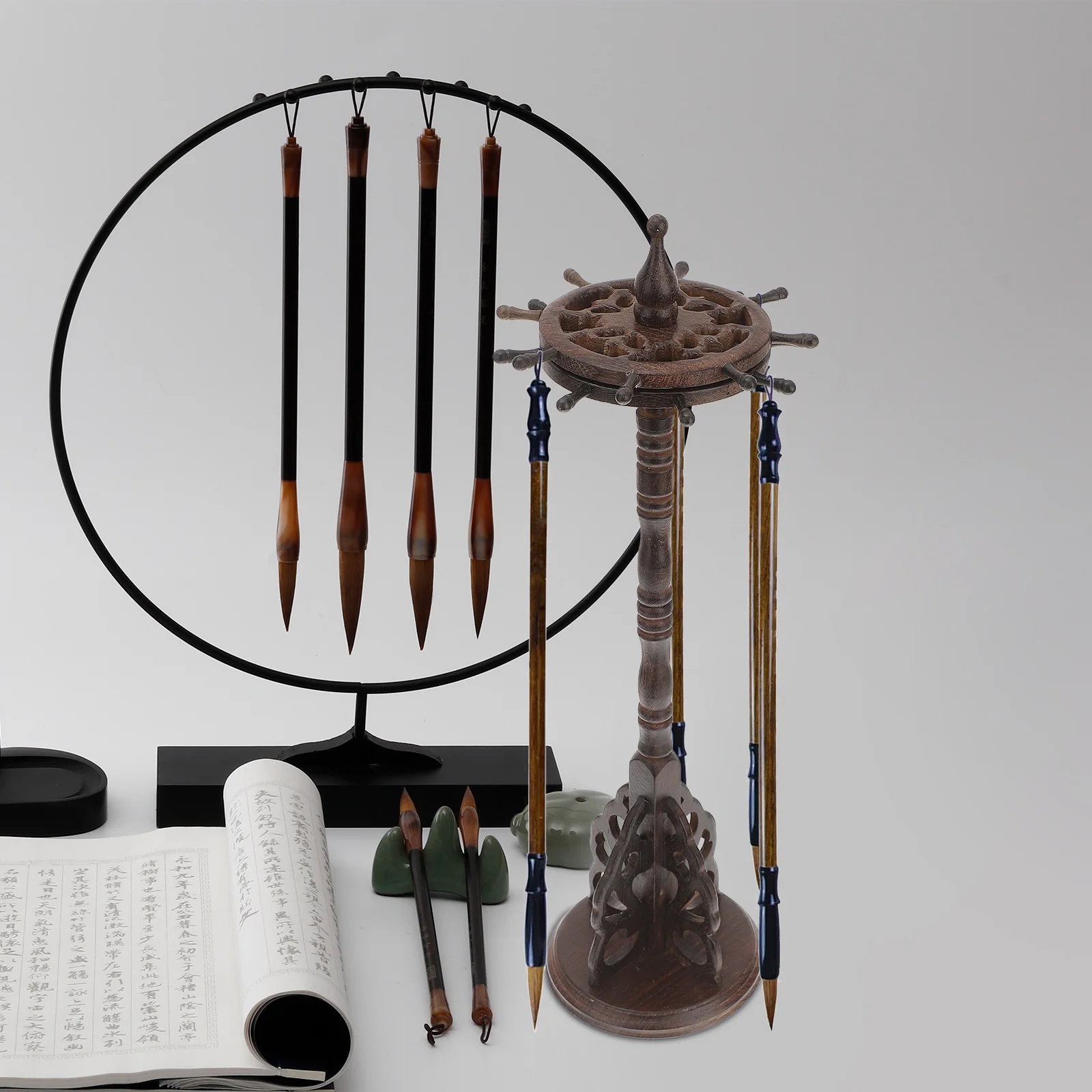 Wooden Pen Hanging Holder Ornament Multi-purpose Hanger Creative Brush Rack Office Holders