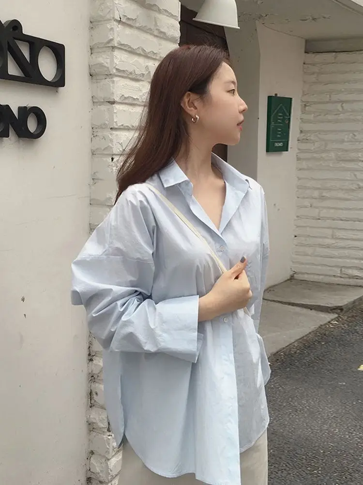 

Long Sleeve Shirts Womens Chiffon Polka Dot Button Down Tops Puff Sleeves Minimalist Feminine Preppy Aesthetic Streetwear Spring