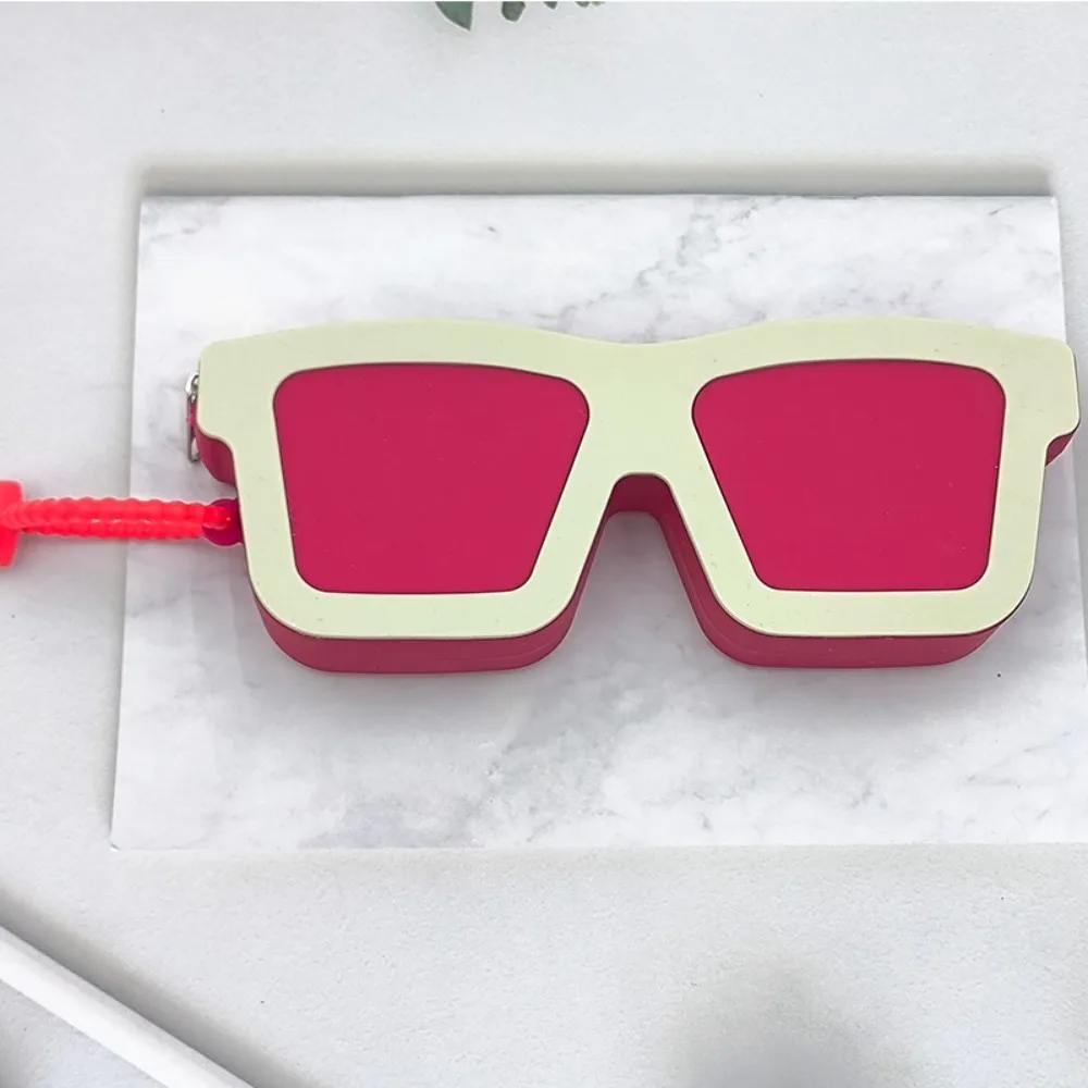 Silicone Sunglasses Shaped Case Scratch Resistant Waterproof Dopamine Cosmetic Pouch Shockproof Shell Soft Makeup Bag Daily Use