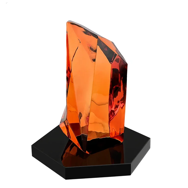 Customized High-quality K9 Large Crystal Trophy Reward Crafts Color UV Printing Mountain Luxury  Home Decoration Ornament