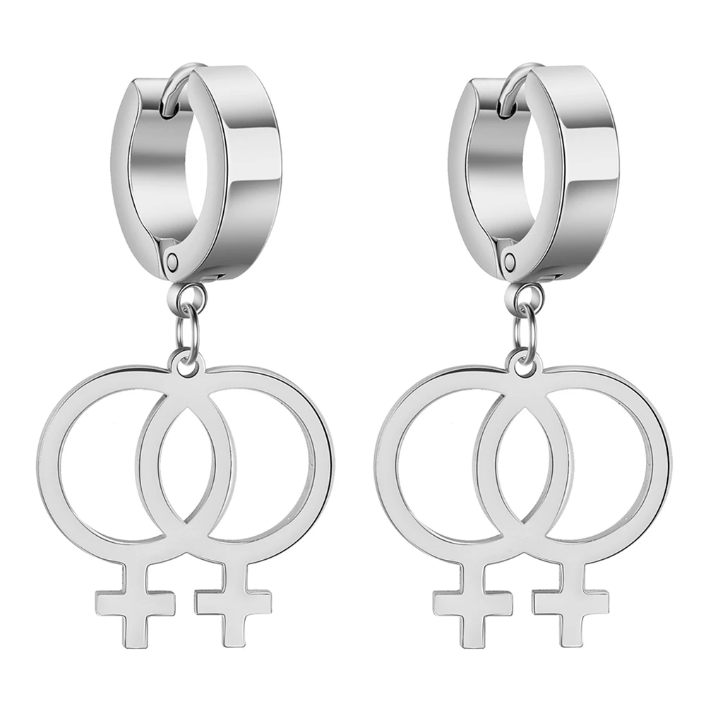 Amaxer Stainless Steel Female Symbol Earrings For Women Girl Venus Sign Pendants Charm Drop Earrings Jewelry Friend Gifts