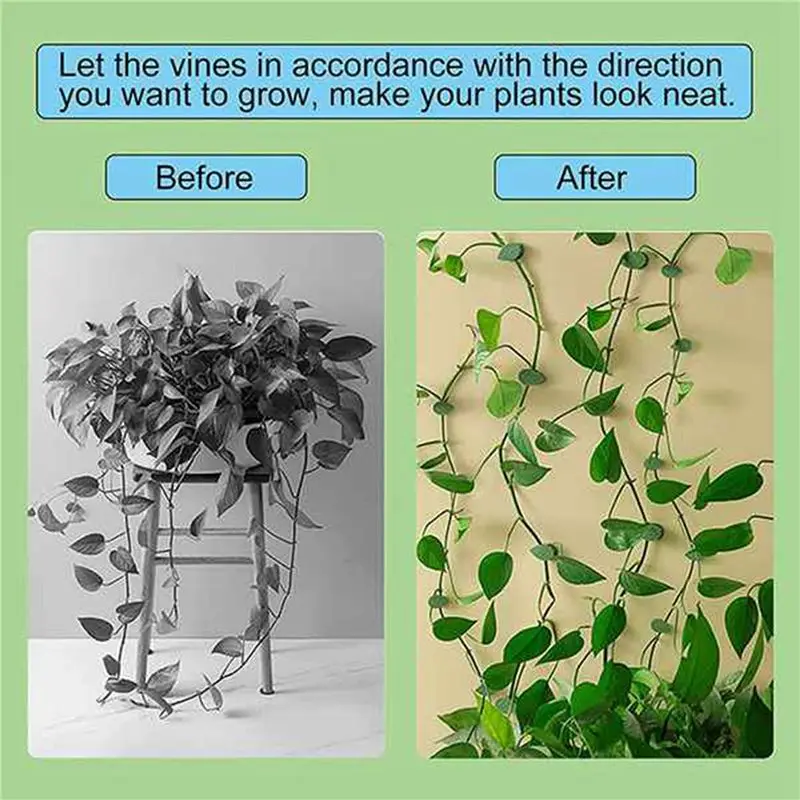 320Pcs Plant Climbing Wall Fixture Clips Plant Fixer Vines Garden Green Leaf Plant Wall Clips Vines Holder For Wall-AT36