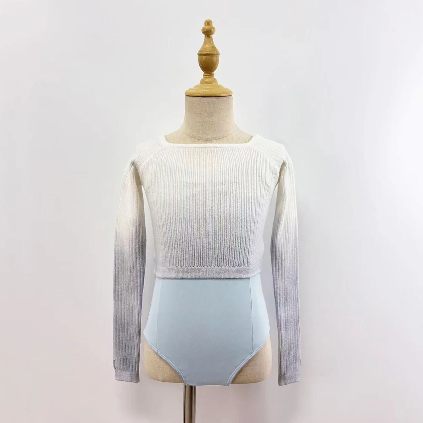 Girls' Ballet Dance Pullover Sweater Top and Leotard Outfit Set Long Sleeve Professional Training Top Thermal Warm Knitwear Jazz