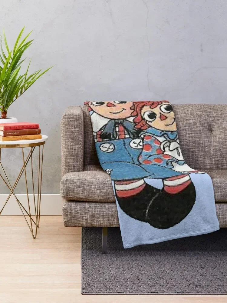 Raggedy ann and andy on a swing Throw Blanket Thins Thermals For Travel Vintage Blankets