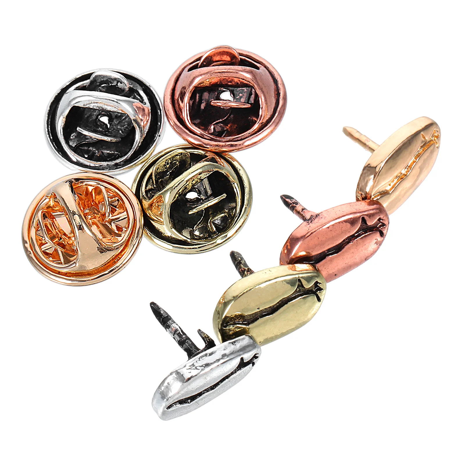 

4pcs Coffee Bean Brooch Alloy Pin Creative Metal Badge Shiny Decor For Women Girls Gift Jewelry Wedding Party Fashion Accessory