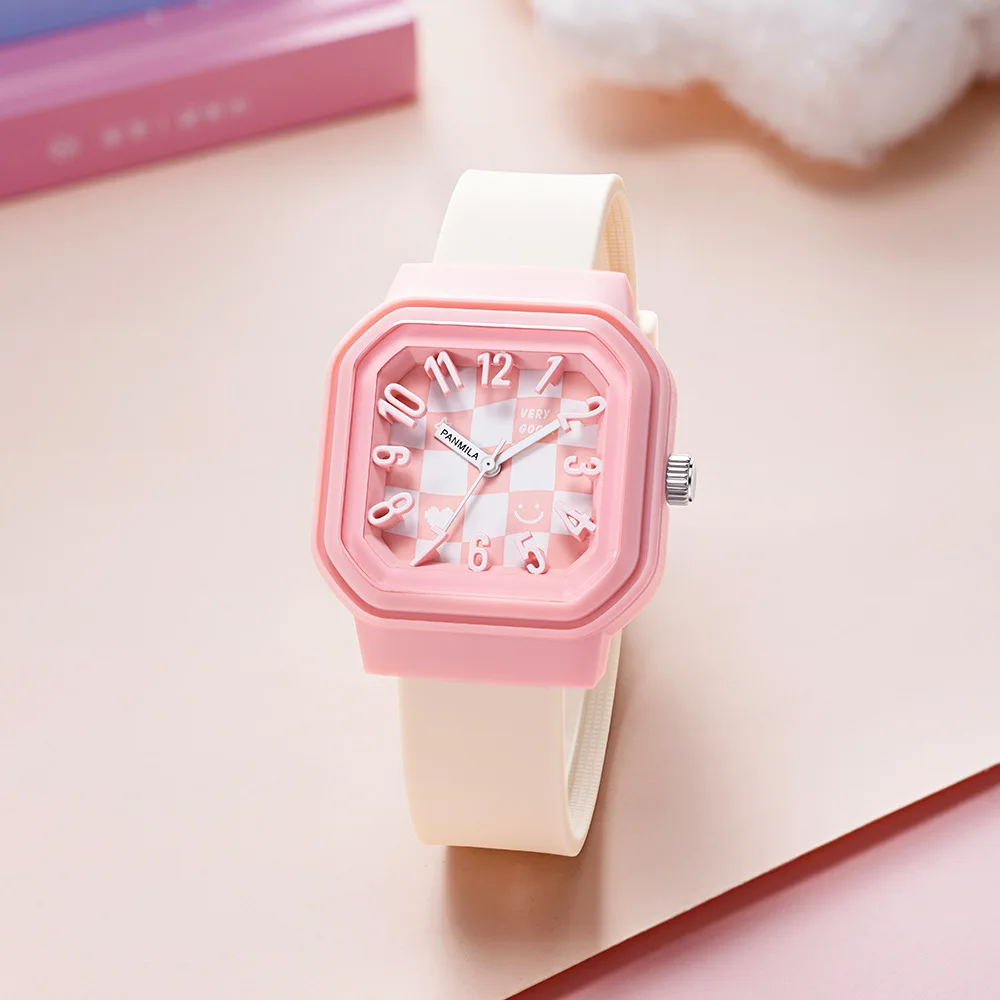 Elegant Women'S Watch, Cute Square Jelly Silicone Watch With A Preppy Style Perfect For Female Students, A Great Gift For Women.