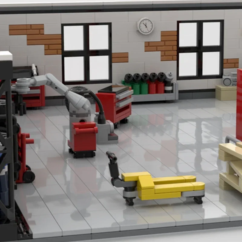 Tuning Garage con accessori Blocchi tecnologici Street View Modello Moc Mattoni da costruzione Regali Giocattoli di Natale Set fai da te Assemblaggio