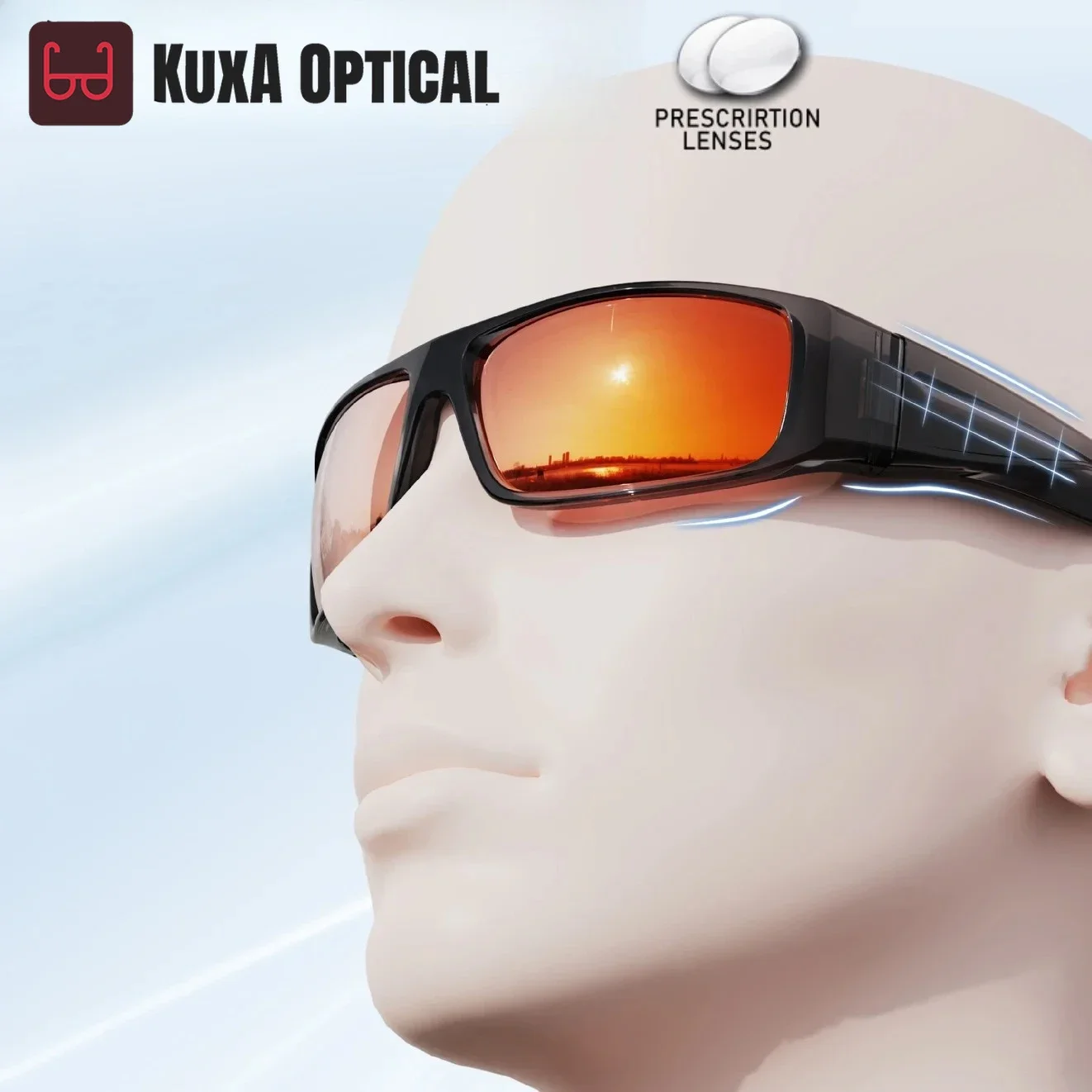 Okulary sportowe rowerowe KUXA z powłoką antyodblaskową, polaryzacją i soczewkami korekcyjnymi dla mężczyzn, oprawki TR90, okulary przeciwsłoneczne.