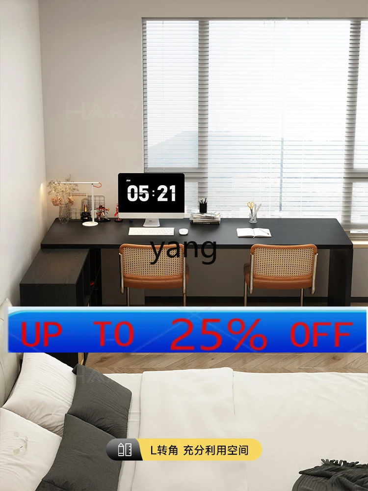 

Угловой стол-стеллаж LMM из массива черного дерева, L-образный, со встроенным компьютерным столом, для спальни и дома