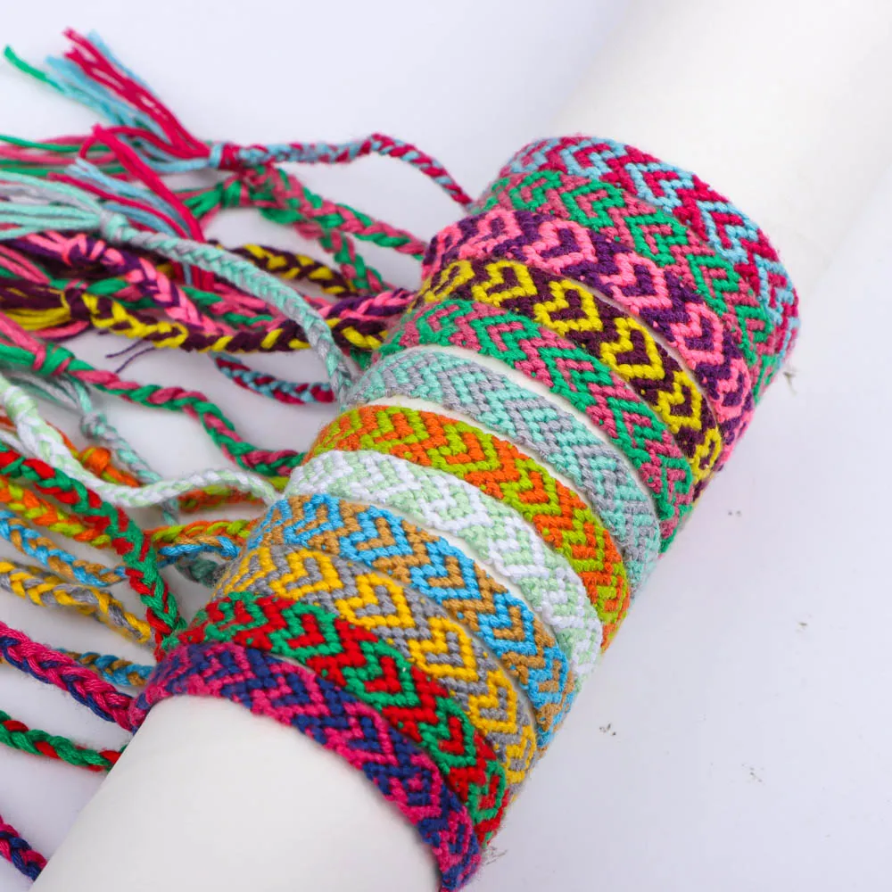 6 قطعة/الوحدة متعدد الألوان الكلاسيكية البوهيمي اليدوية المنسوجة أساور مع قابل للتعديل اليومية ملابس بسيطة هدايا الحفلات للرجال والنساء #4