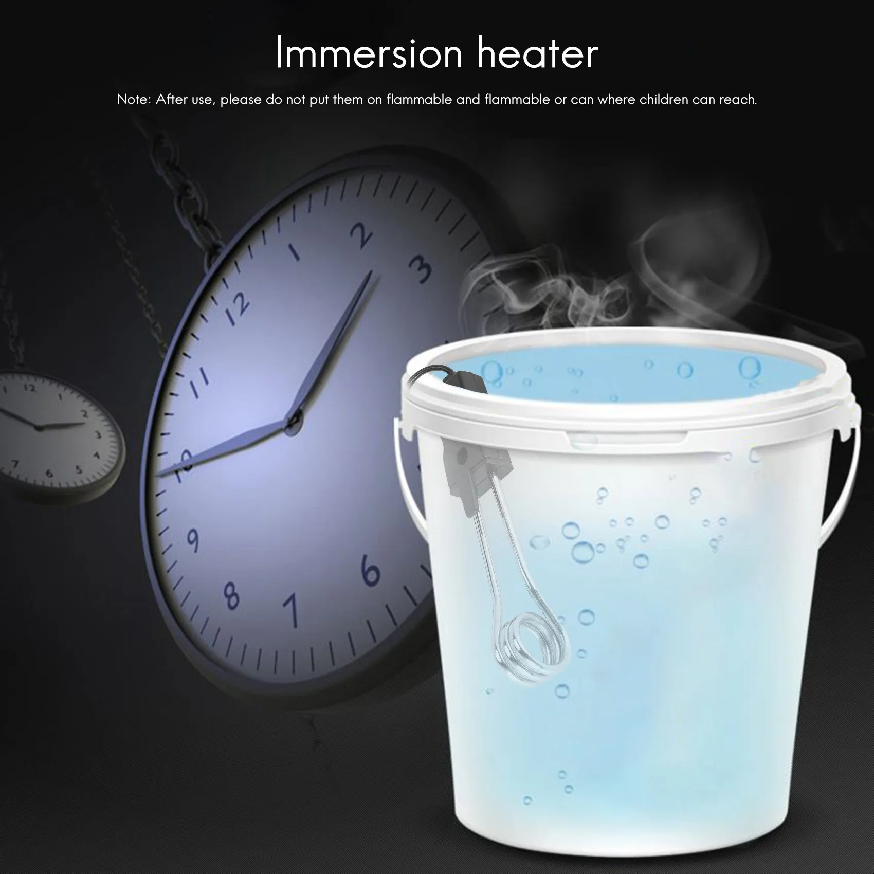 Bollitore per riscaldatore ad immersione automatico Riscaldatori ad immersione da viaggio riscaldatori ad immersione mobili da campeggio all'aperto BlackN02R