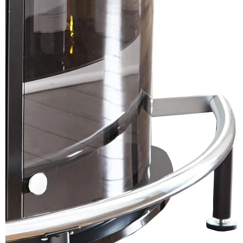 Modern Bar Table with Tempered Glass Shelves and Stemware Rack Footrest Demilune Design Metal Base Levelers Dining Room Pub