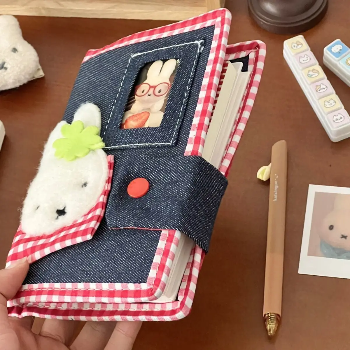 A6 Cute Miffy Rabbit Denim Loose-leaf Notebook Large Capacity Student Planner Journal Portable Daily Schedule Hand Account Book - view 3