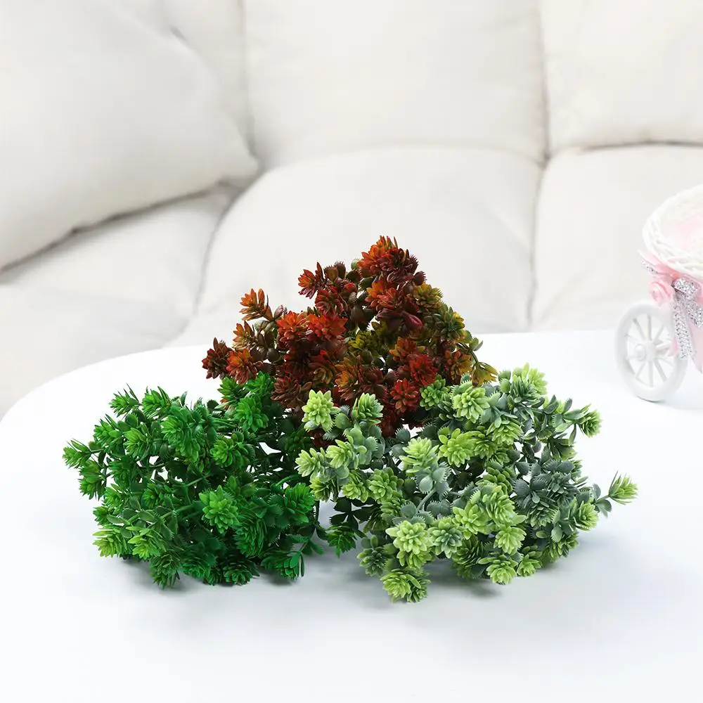 7 forks 28 heads DIY Crafts Party Supplies Home Decor Fall Leaves Flores  Artificial Plants Plastic Succulent Fake Flower