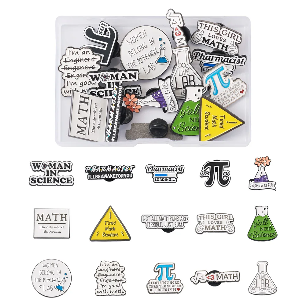 15Pcs Science Enamel Pin Mathematical Formula Pharmacist Equation Brooches Bag Lapel Clothes Badges Fashion Cute Gifts Students