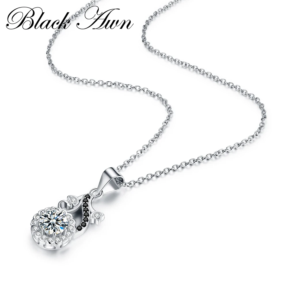 Black Awn Hot Sale Fashion Lucky Trendy Genuine 100% 925 Sterling Silver Necklaces Pendants Jewelry Necklace Women Bijoux P143