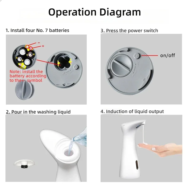 موزع صابون عالي الجودة بمستشعر تلقائي، موزع صابون رغوي بمستشعر مقاوم للماء لحمام المطبخ والحمام