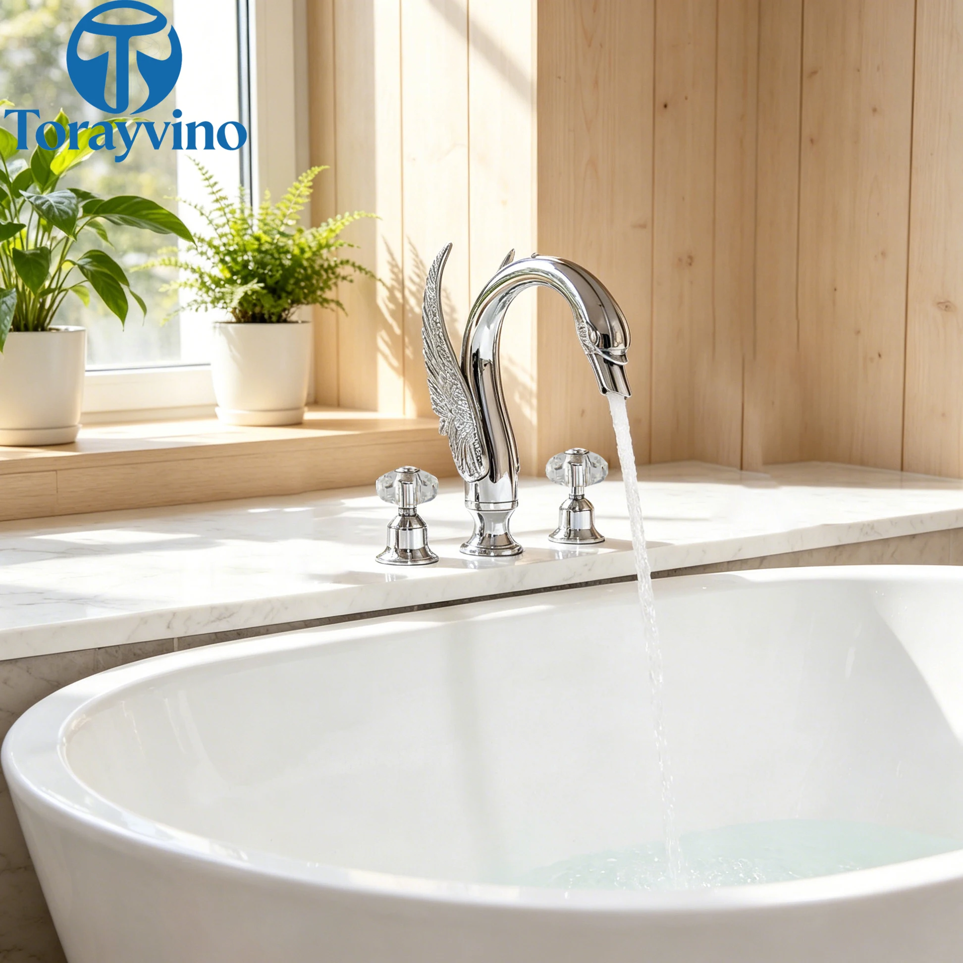 Torayvino Chrome Swan Luxury Bathroom Bathtub Faucet Shower Set Brass Tub Deck Mounted Sink Faucets Shower Systerm Mixer Tap
