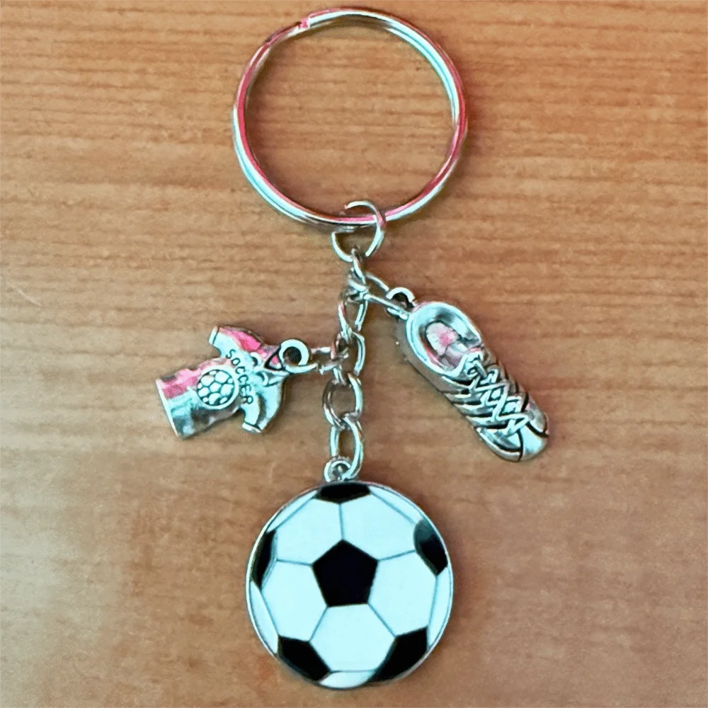 Metal Alloy Soccer Ball Keychain Miniature Design Lightweight Sports Jewelry Charm Compact Size Football Fan Keyring For Men