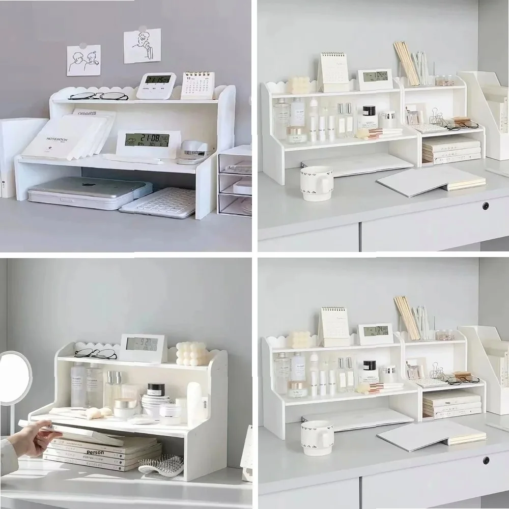 

Desktop Storage Rack Shelves Double-layer Storage Cosmetic Sundries Organizer Kitchen Office Desk Shelf