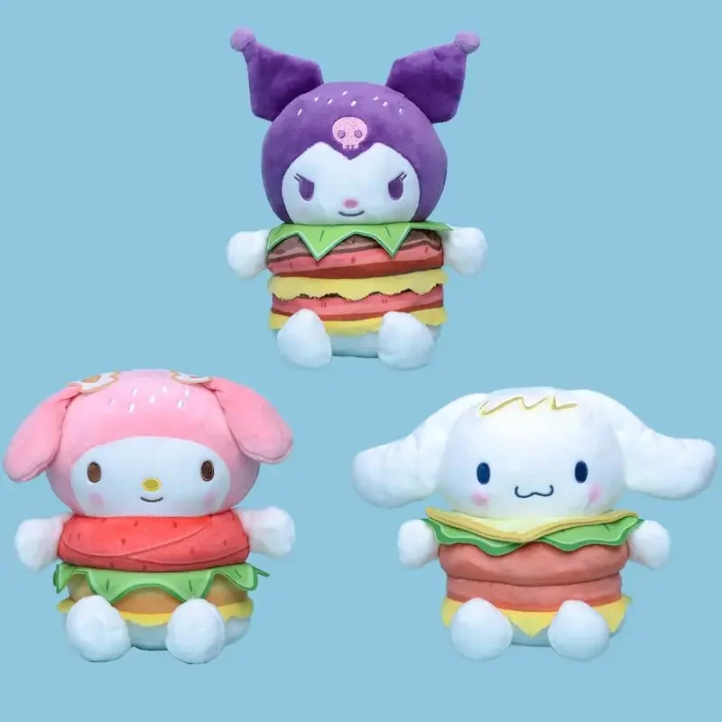 

Kawaii Sanrio Burger Plush Toy Doll Hello Kitty Friend Kuromi Cinnamoroll My Melody Stuff Cushion Padded Pillow Girl Decor Gift