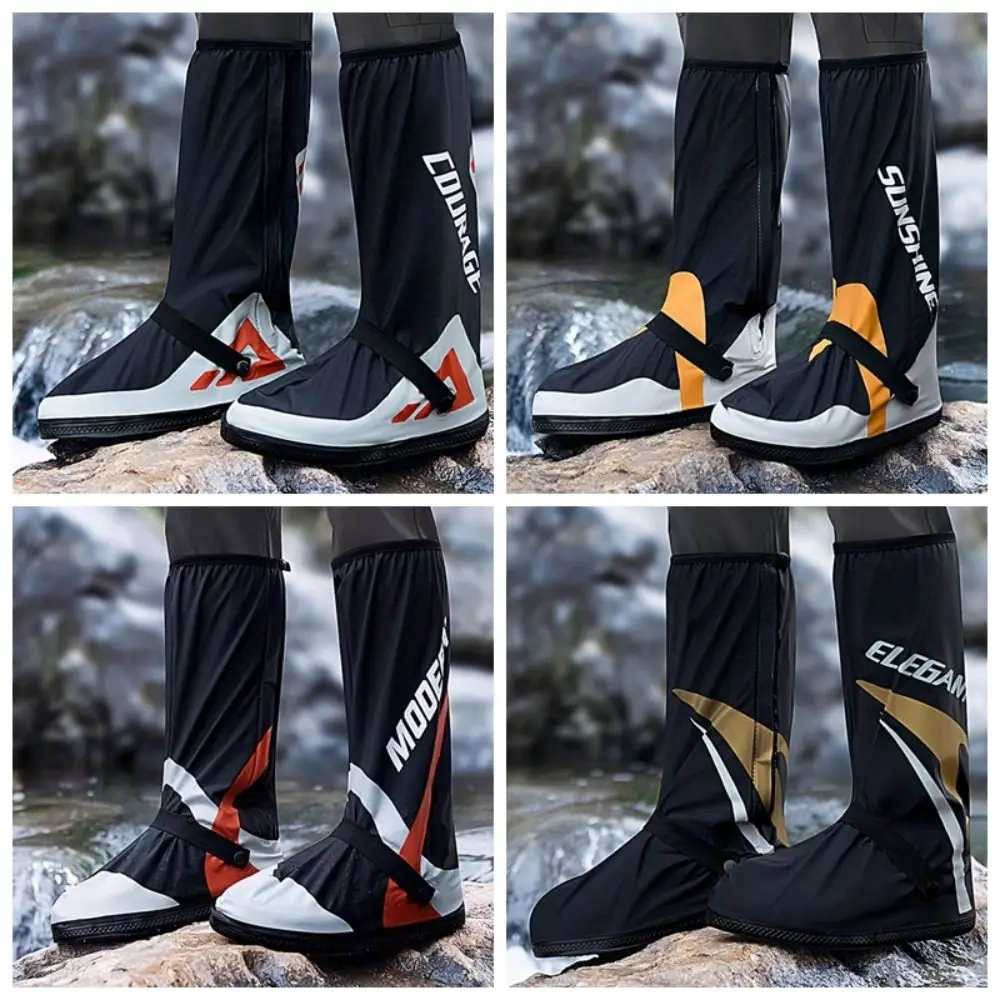 Waterproof Motorcycle Shoe Covers Thickened High Tube Motorbike Rain Foot Cover Non-slip Double Layer Rainproof Shoes Cover