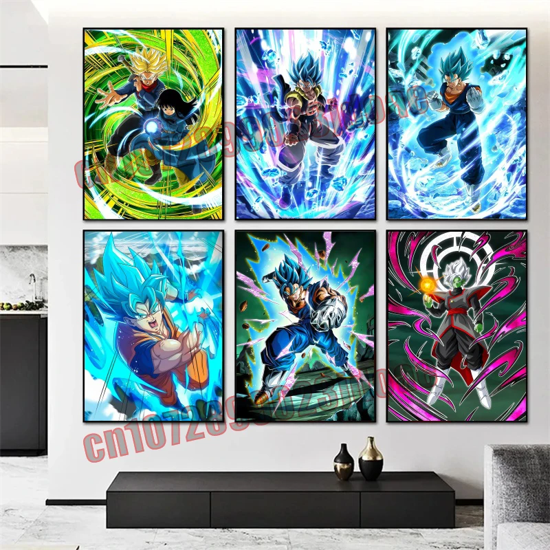 

Anime Dragon Ball Goku Vegeta Trunks Birthday Party Decoration Classic Cartoon Mural Frameless Canvas Painting Children's Gift