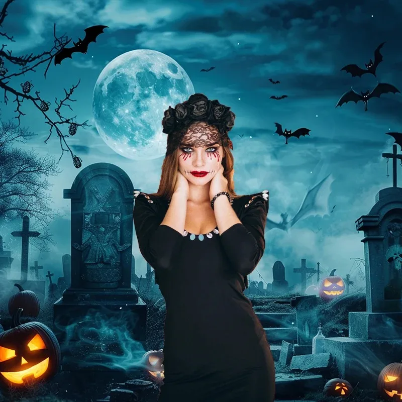 Halloween Party Background Horror Night Ghost Shadow Terror Zombie Scene Photoshoot Photography Backdrop Photo Studio