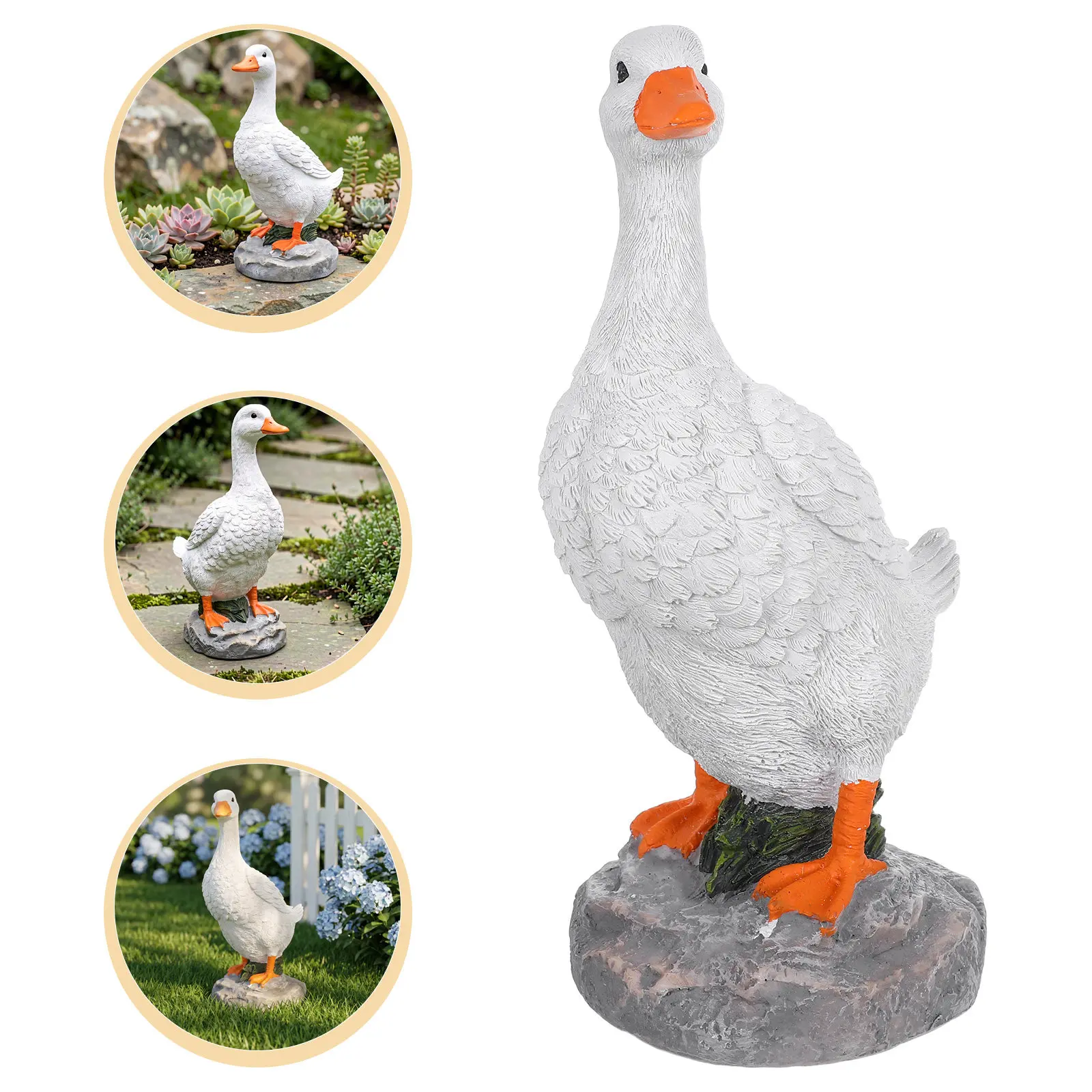 Realistic Duck Garden Statue 11.4 Inches Outdoor Resin Animal Sculpture Weather Resistant Yard Decor Large Base Stable Lawn