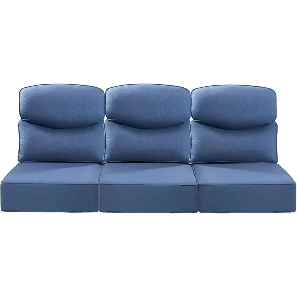 24x24x6 Inch Navy Blue Outdoor Sofa Cushions Set of 3 - Memory Foam Deep Seat Patio Furniture Pillows for Wicker Rocker, Dining