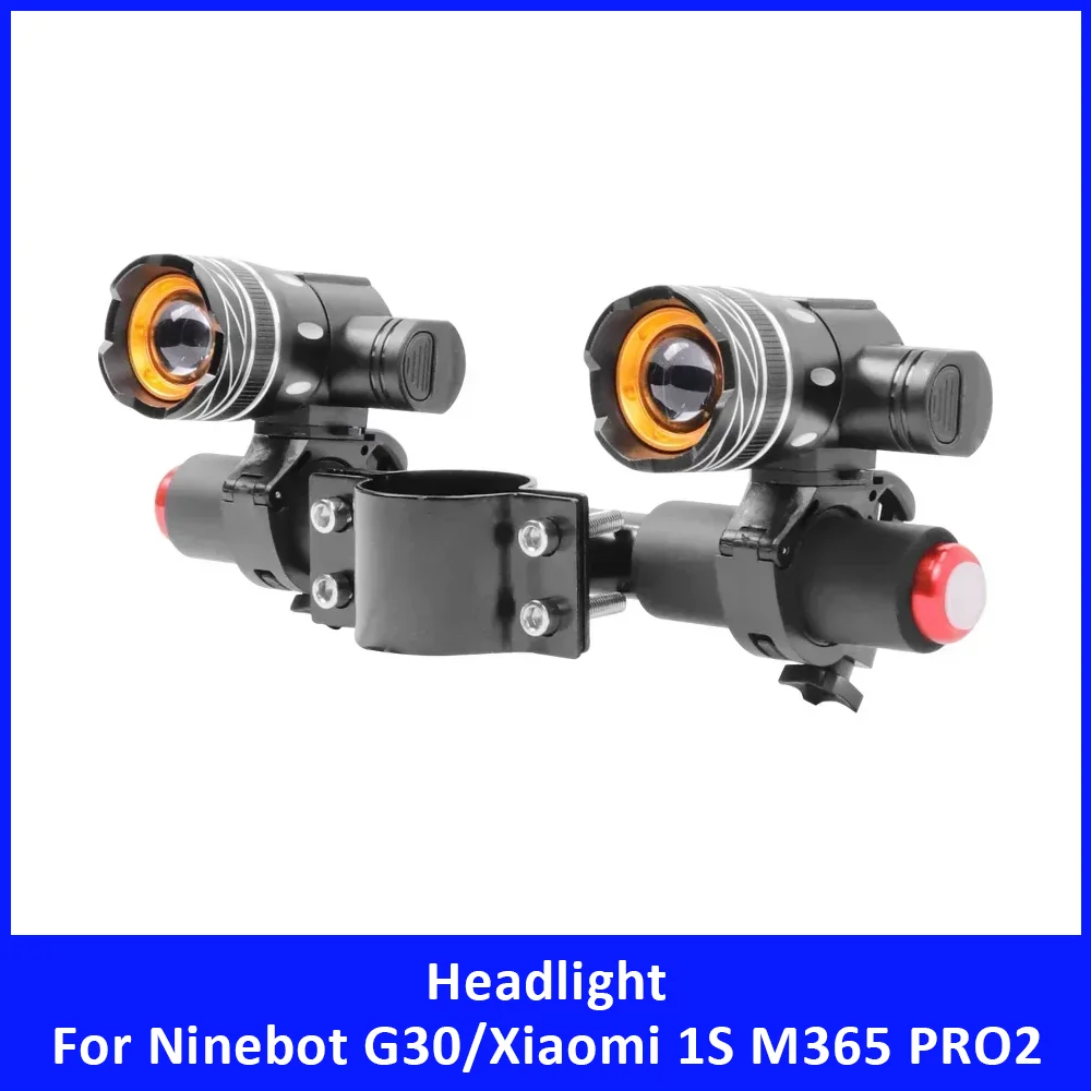 1200 MAh USB Rechargeable Front Lamp Flashlight for Ninebot MAX G30 for Xiaomi 1S M365 PRO2 Headlight Electric Scooter Parts